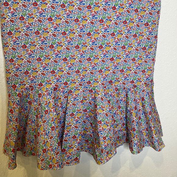 J. Crew Liberty Fabric Floral Trumpet Hem Midi Skirt EUC Sz 14 Cotton - Picture 2 of 10